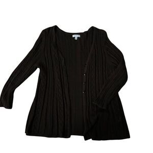 Croft & Barrow Women's M Brown Cable Knit Cardigan Sweater Long Sleeve